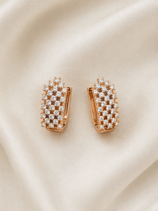 Rose Gold Diamond-Style Huggie Hoop Earrings