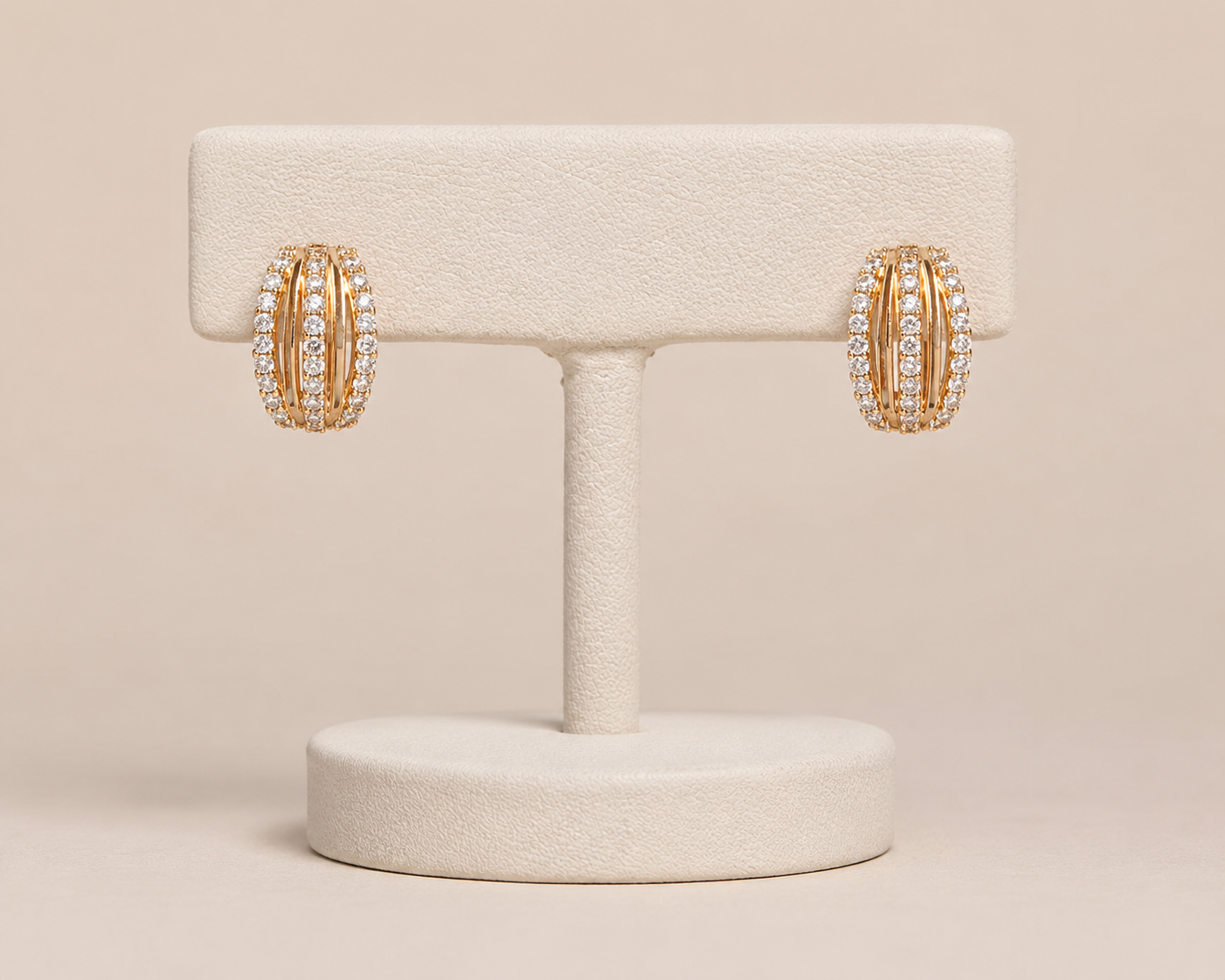 Rose Gold & Diamond Multi-Row Hoop Earrings