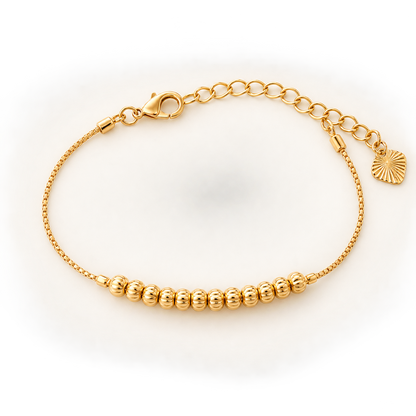 Golden Swirl Bead Bracelet - Stainless Steel
