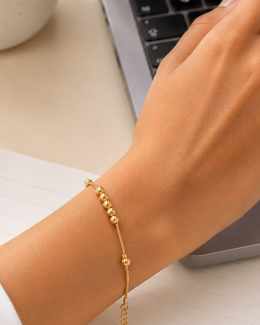 Delicate Gold-Tone Cluster Bead Bracelet