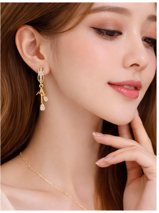 BUY 1 GET 1 FREE -American Diamond Rose Gold Fancy Bali Earrings