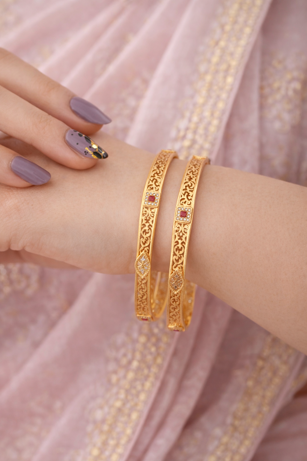 Buy 1 Get 1 Free - Gayatri Bangles(set of 2 ) - Bangles - Belleza Jewels