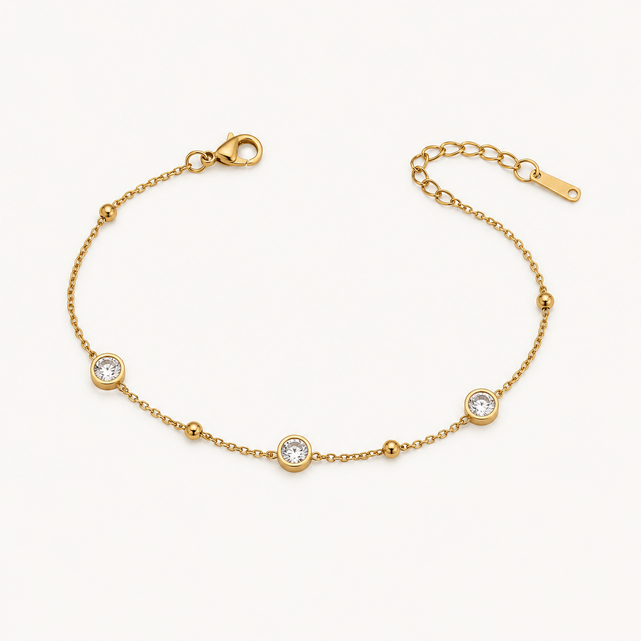 Gold Round Crystal Adjustable Bracelet