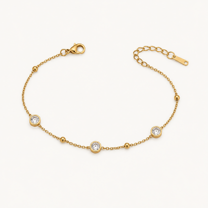 Gold Round Crystal Adjustable Bracelet