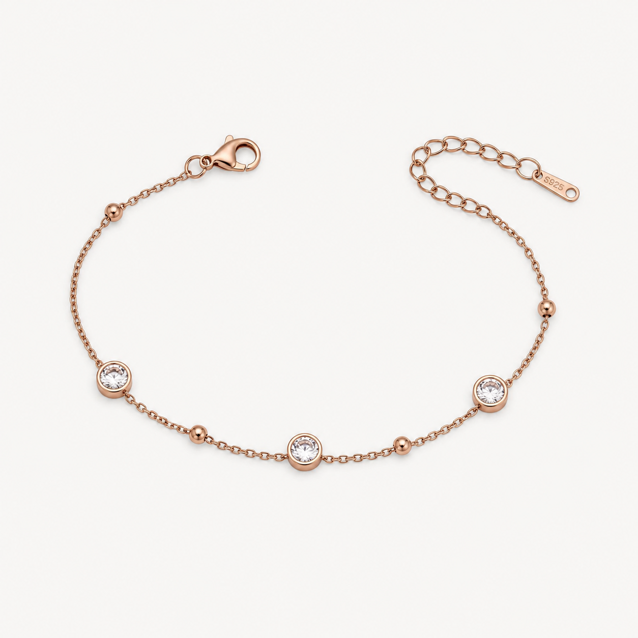 Rose Gold Round Crystal Adjustable Bracelet