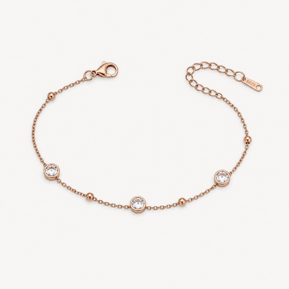 Rose Gold Round Crystal Adjustable Bracelet