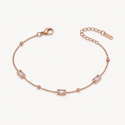 Rose Gold Baguette Crystal Adjustable Bracelet