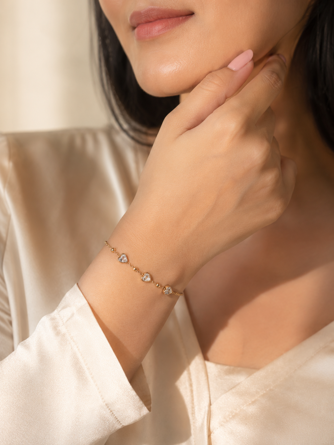 Gold Heart Crystal Adjustable Bracelet