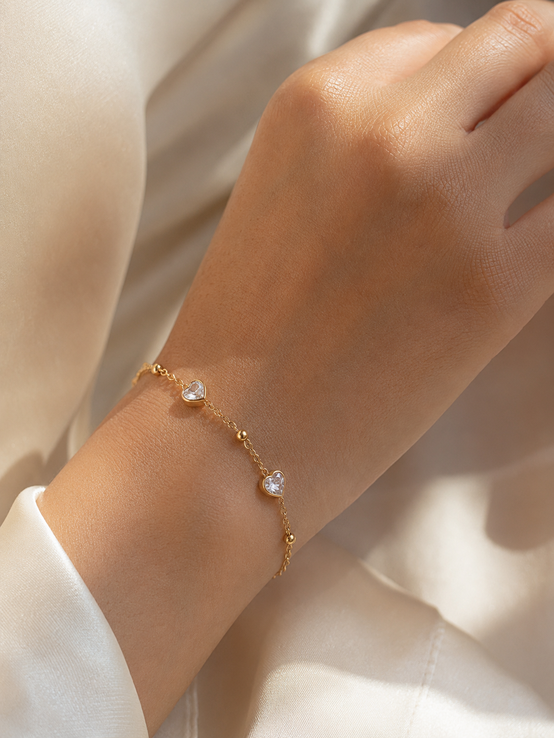 Gold Heart Crystal Adjustable Bracelet