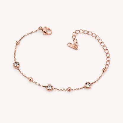 Rose Gold Round Crystal Chain Bracelet for Women