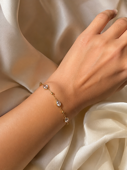 Rose Gold Teardrop Crystal Bracelet for Women