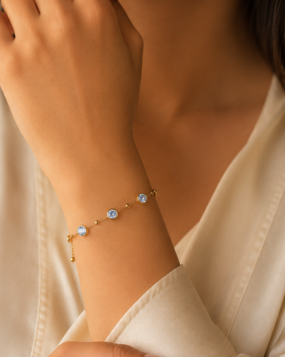 Gold Round Crystal Adjustable Bracelet