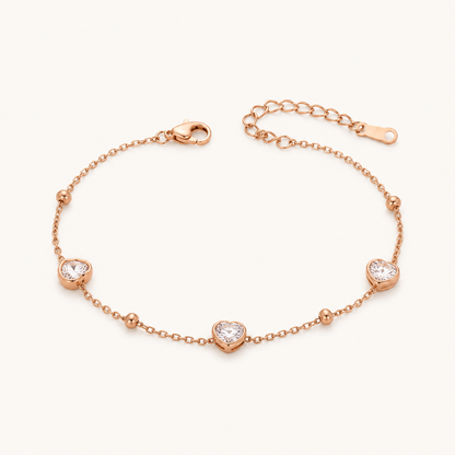 Rose Gold Heart Crystal Adjustable Bracelet