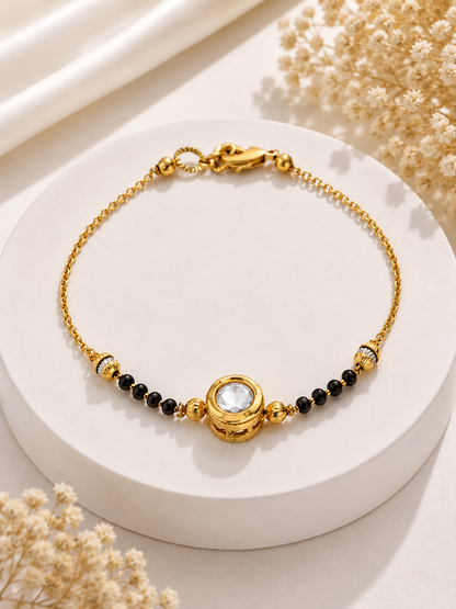 American Diamond  High Gold Round Shape Facy Hand Mangalsutra