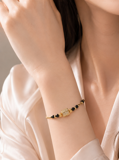 American Diamond Gold  Plated Fancy Hand Mangalsutra