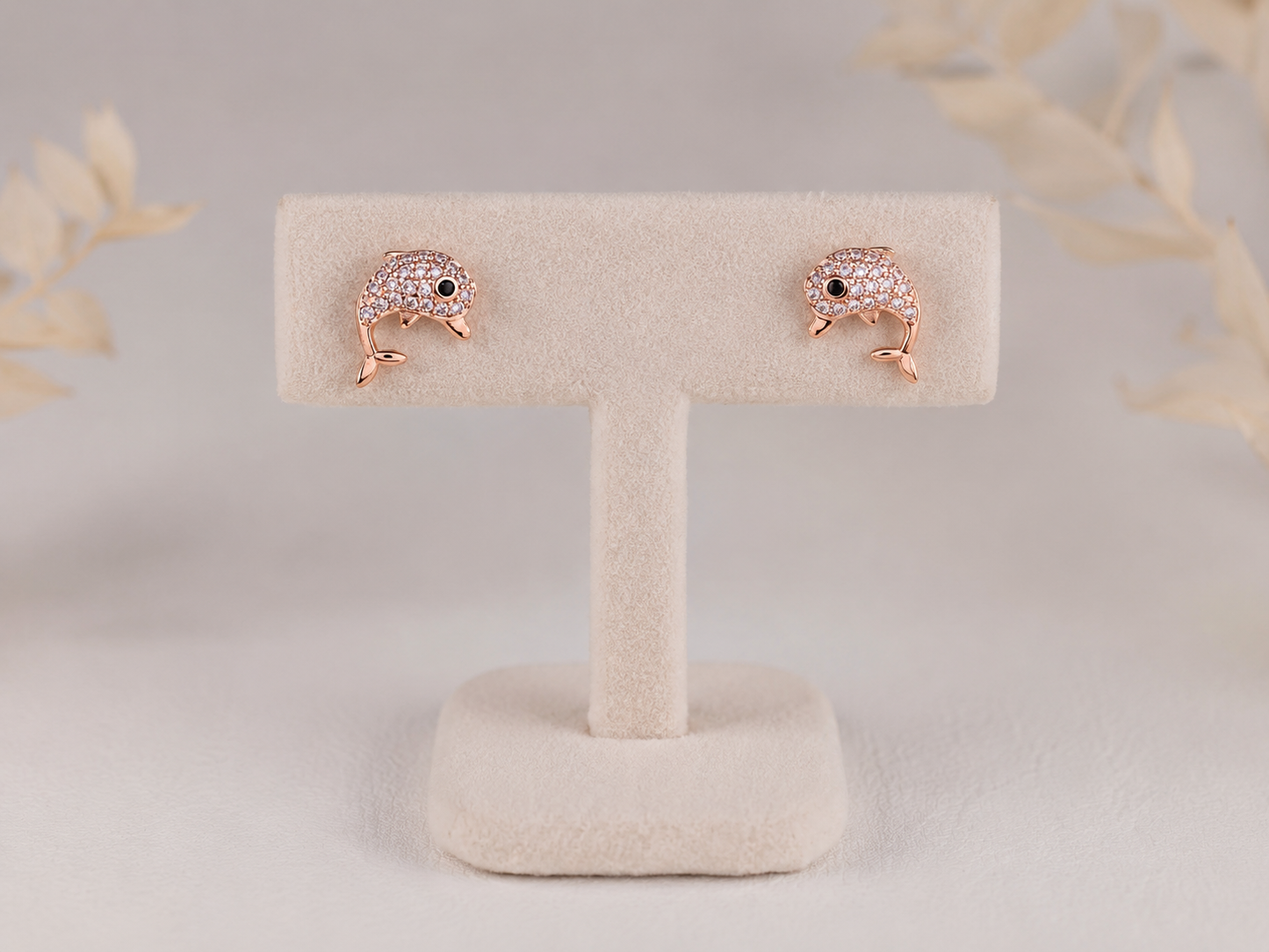 Rose Gold Dolphin Stud Earrings