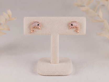 Rose Gold Dolphin Stud Earrings