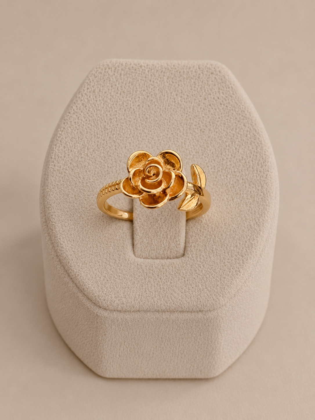 Gold Rose Flower Adjustable Ring
