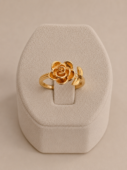 Gold Rose Flower Adjustable Ring