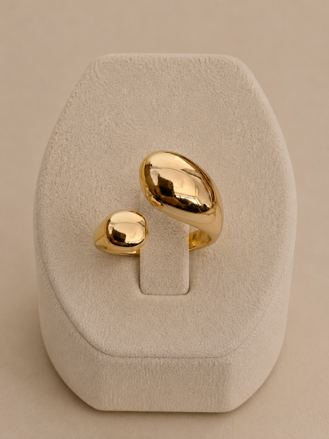 Minimalist Dual Dome Gold Adjustable Ring