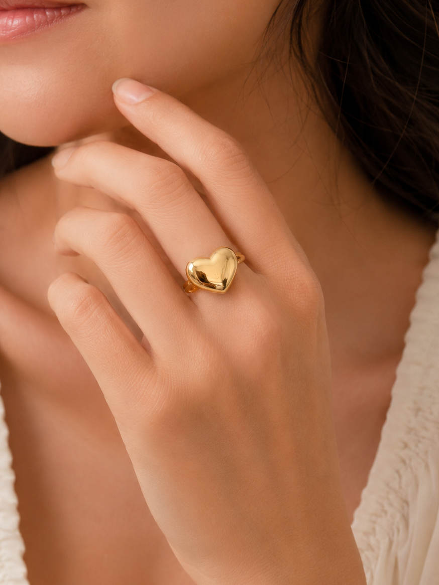 Classic Gold Heart Statement Ring