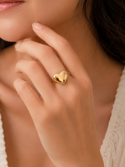 Classic Gold Heart Statement Ring