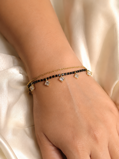 Elegant Black Bead Charm Mangalsutra Bracelet