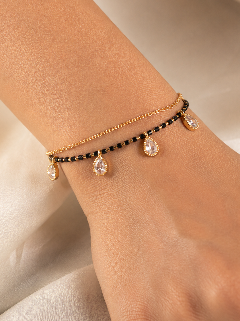 Pear Drop Crystal Mangalsutra Bracelet