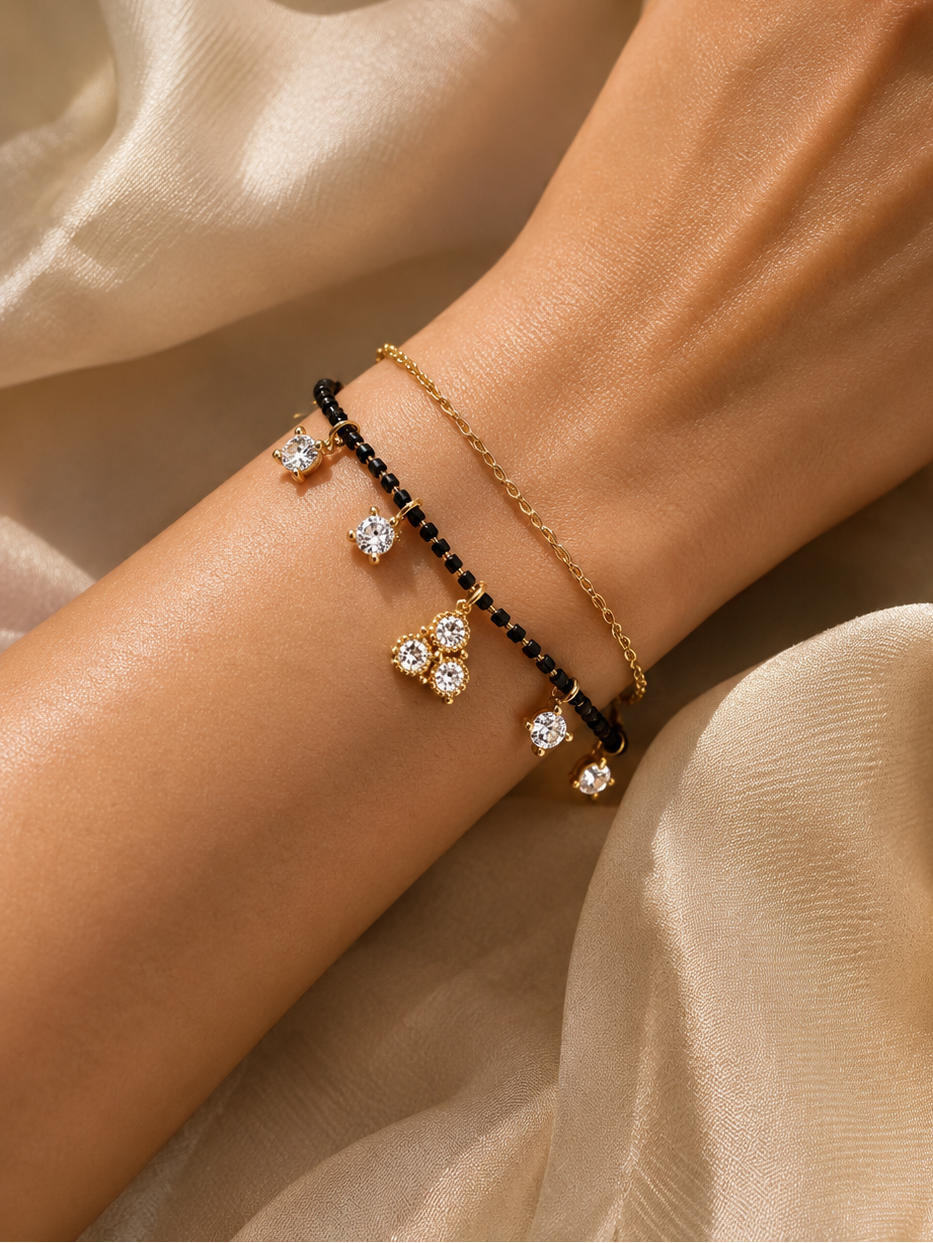 Sparkling Crystal Charm Mangalsutra Bracelet