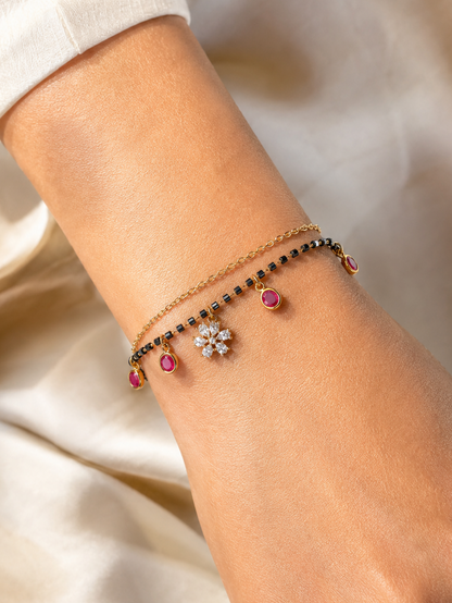 Ruby Charm Floral Mangalsutra Bracelet