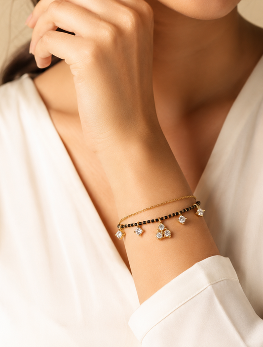 Sparkling Crystal Charm Mangalsutra Bracelet