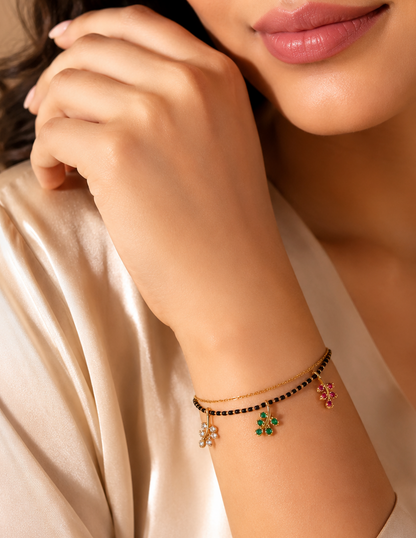 Leaf Charm Dual-Layer Mangalsutra Bracelet