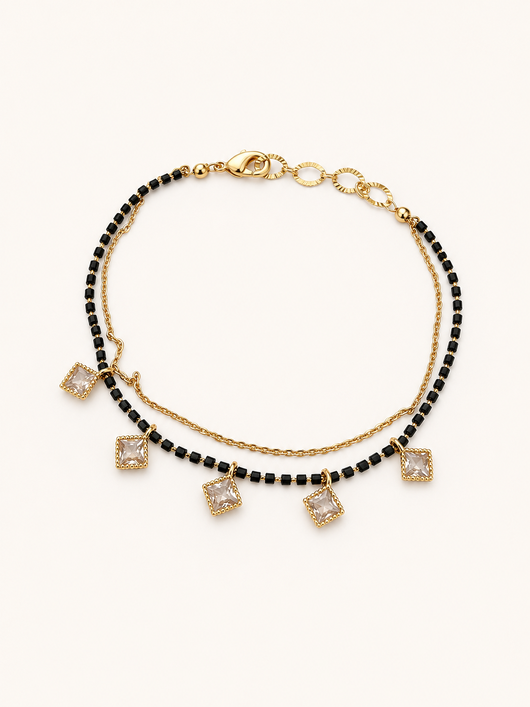 Elegant Black Bead Charm Mangalsutra Bracelet