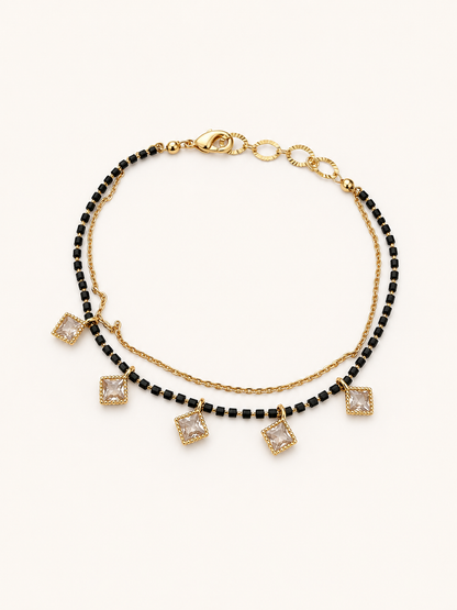 Elegant Black Bead Charm Mangalsutra Bracelet