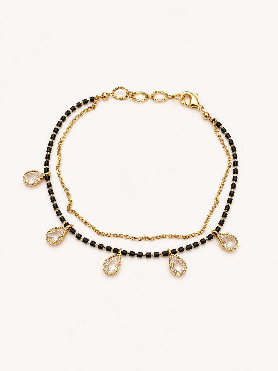 Pear Drop Crystal Mangalsutra Bracelet