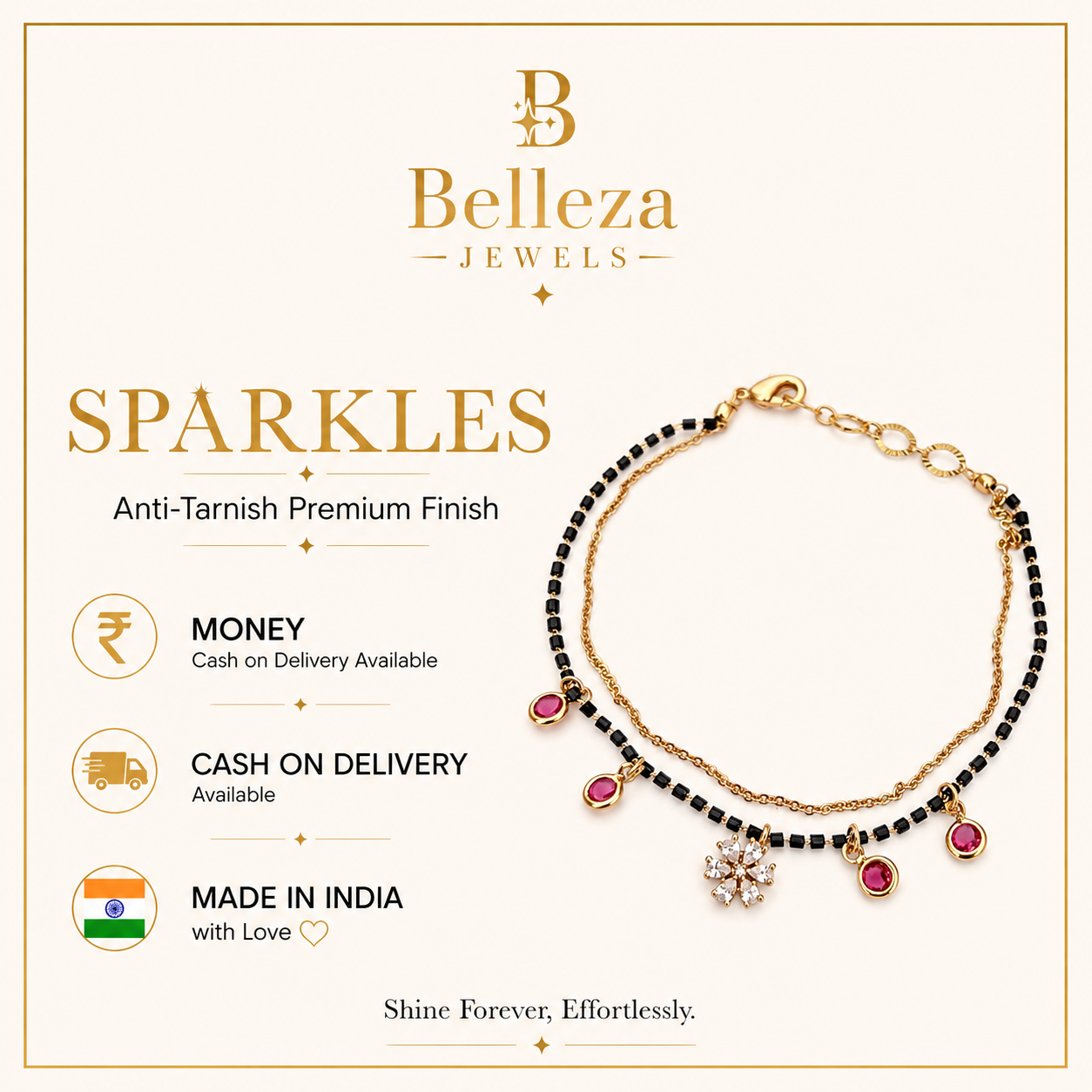 Ruby Charm Floral Mangalsutra Bracelet
