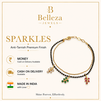 Leaf Charm Dual-Layer Mangalsutra Bracelet