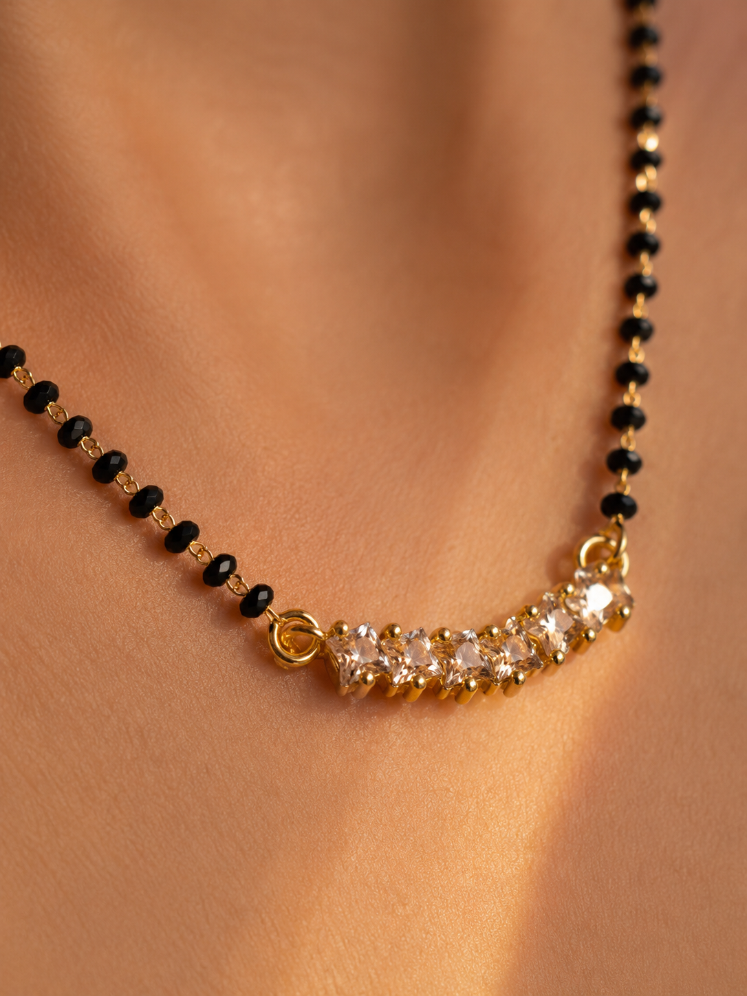 Buy 1 Get 1 Free - Crystal Curve Mangalsutra Necklace