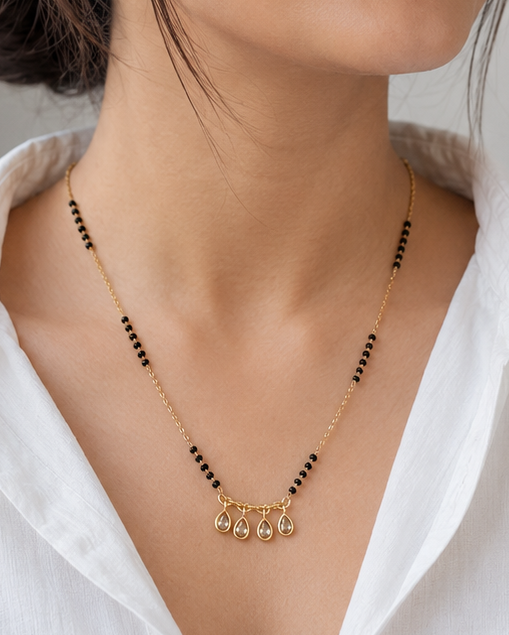 Buy 1 Get 1 Free - Golden Teardrop Charm Mangalsutra