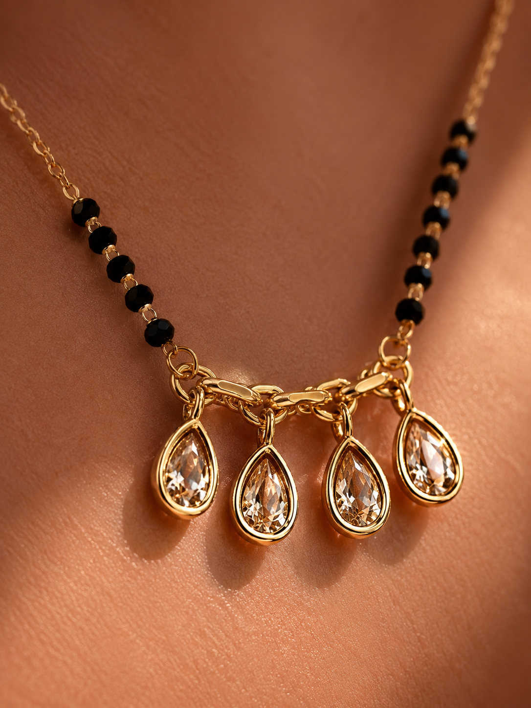 Buy 1 Get 1 Free - Golden Teardrop Charm Mangalsutra