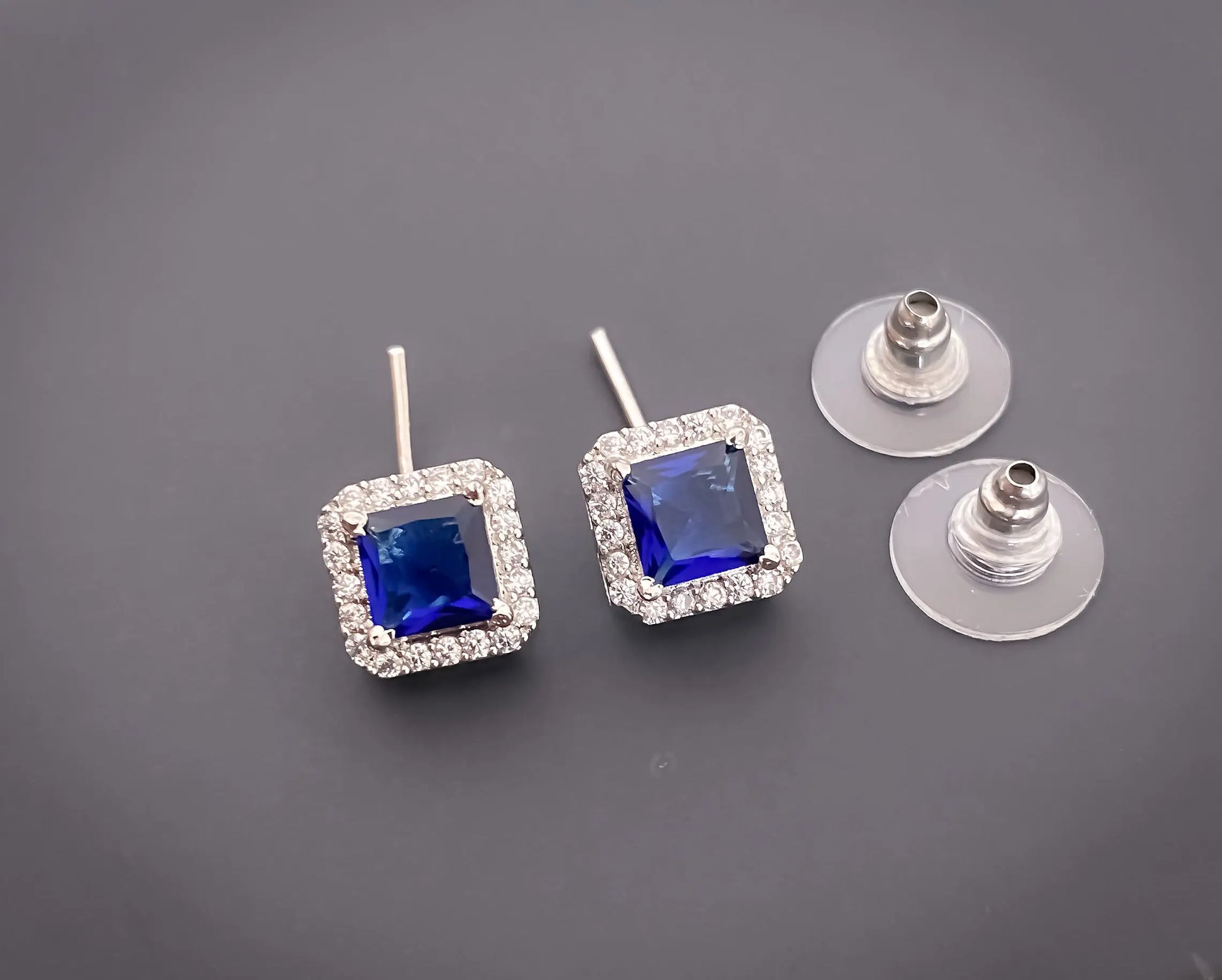 American Diamond Square All Colour Silver Plated Delicate Pendant Set - Pendant Set - Belleza Jewels