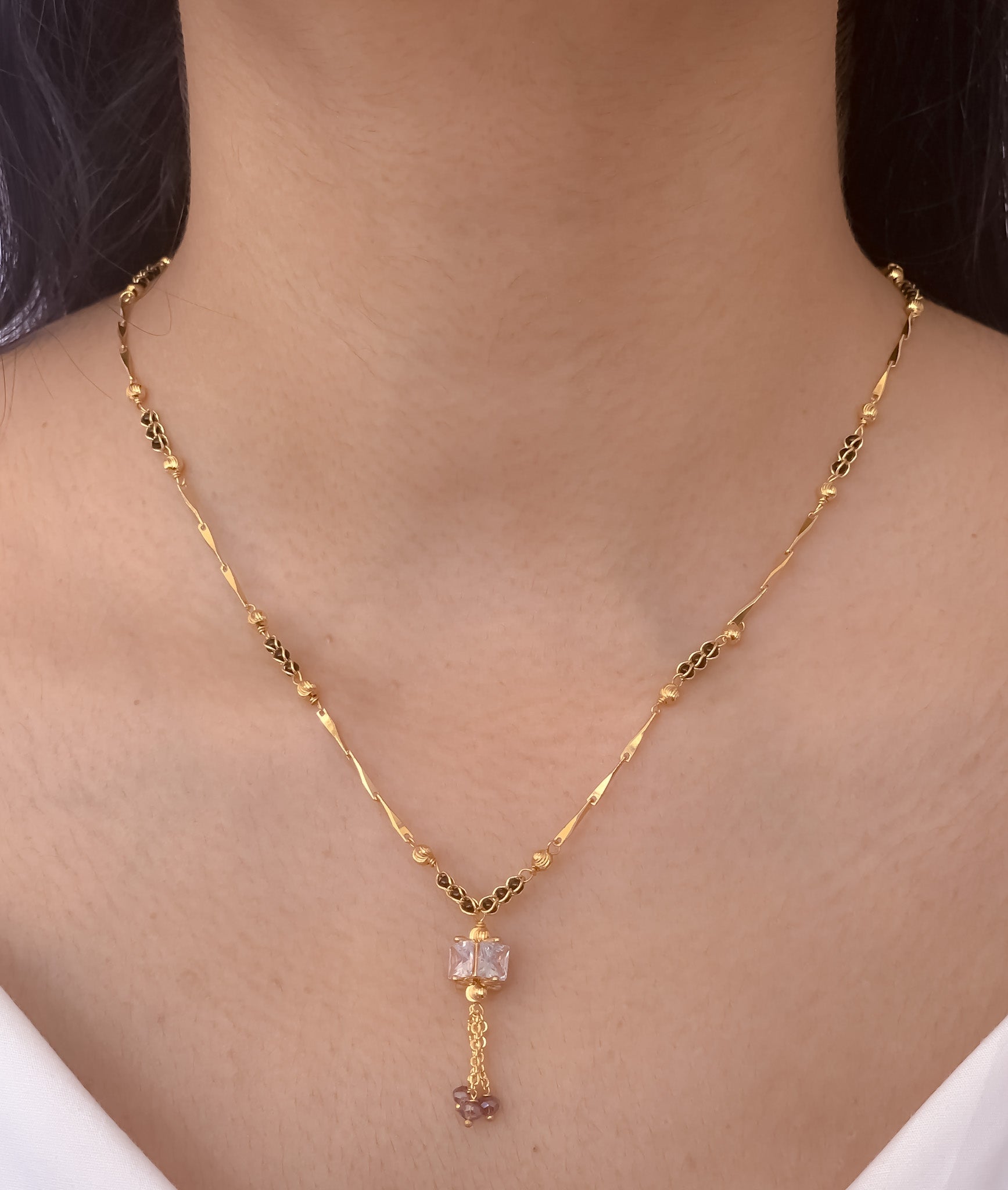 BUY 1 GET 1 FREE - High Gold White stone Disco chain Henging Mangalsutra - Belleza Jewels