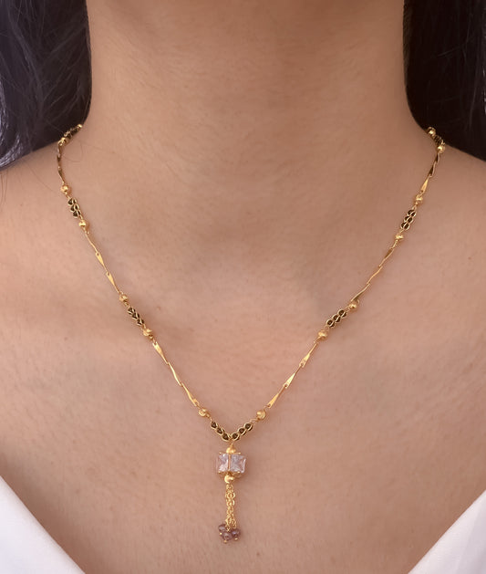 High Gold White stone Disco chain Henging Mangalsutra - Belleza Jewels