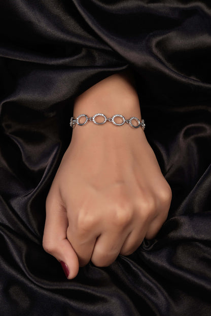 American Diamond Rose Gold Silver And Gold Plated Ovel shape Bracelet - Bracelet - Belleza Jewels