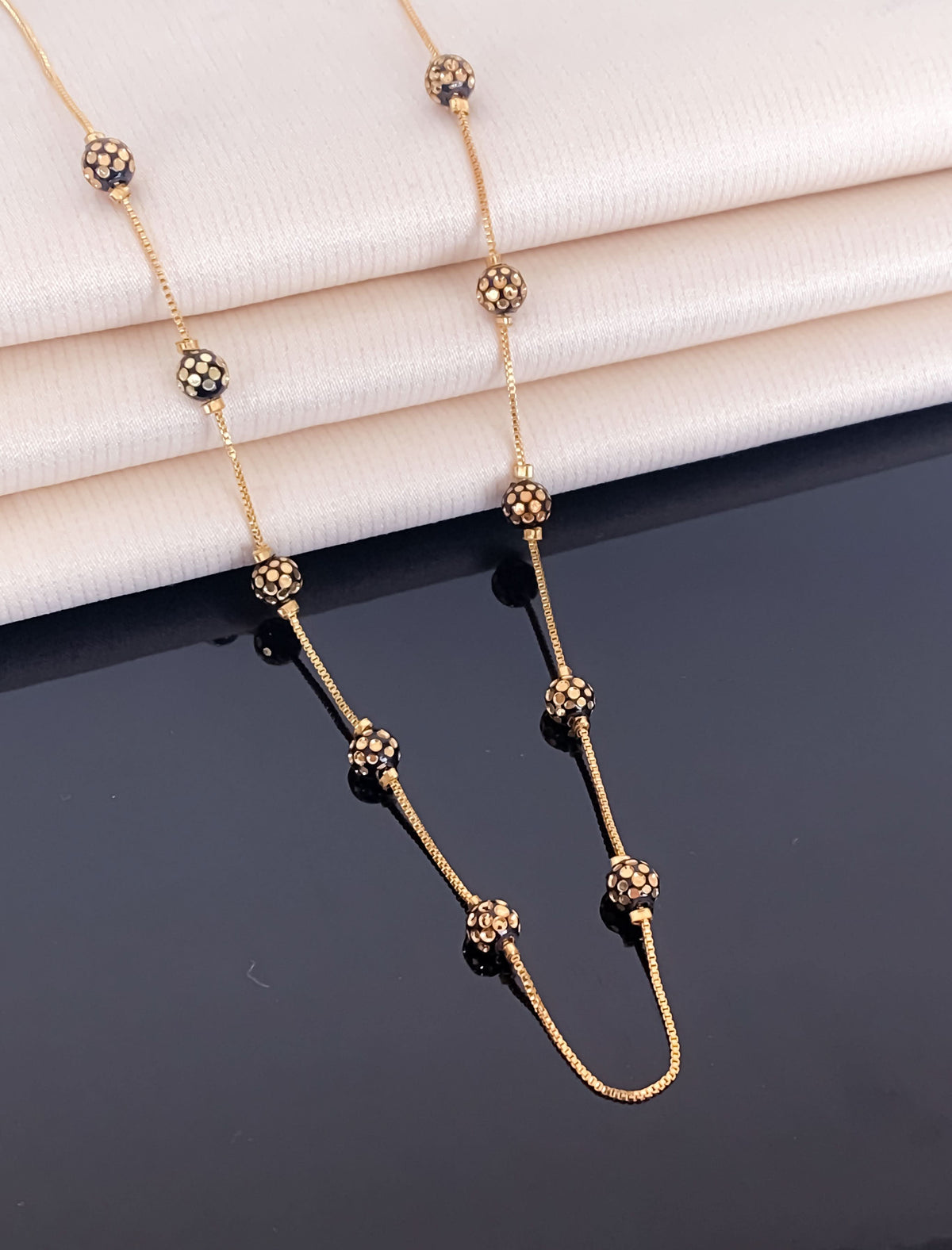 High Gold Fancy black Ball chain - Fancy chain - Belleza Jewels