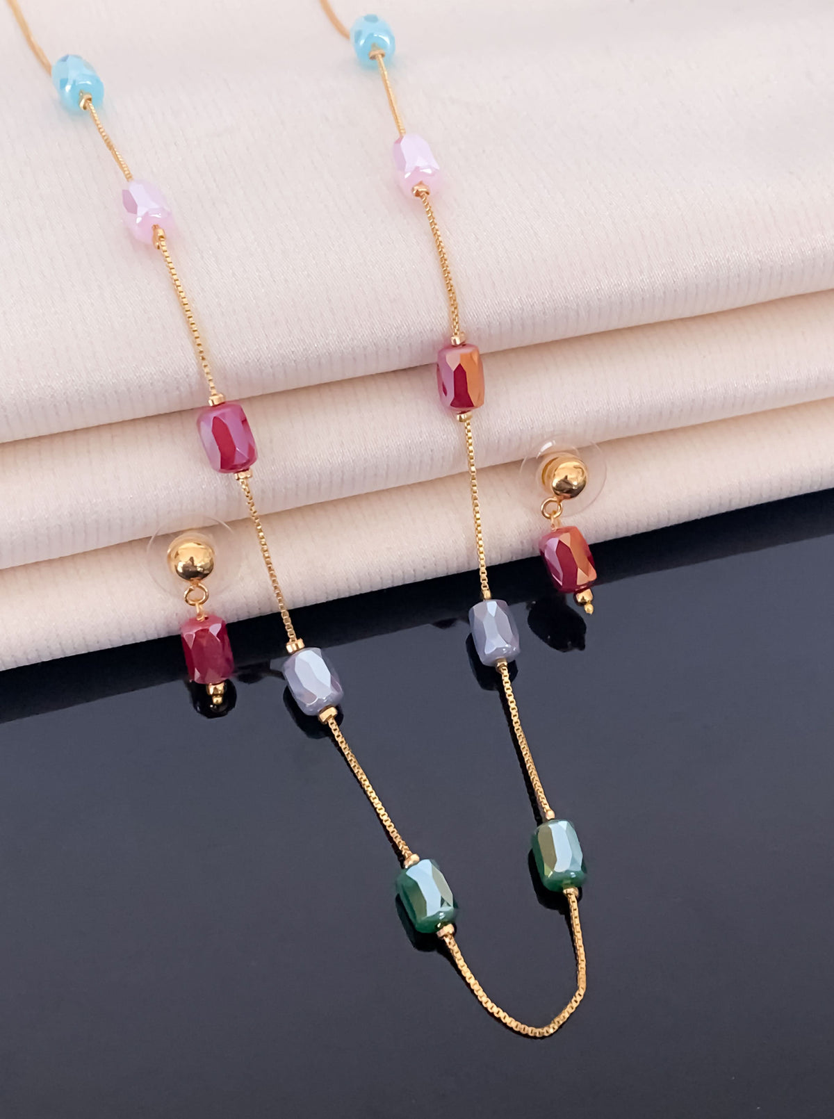 Multi Colour Fancy High Gold Western Mala Set - Western Mala Set - Belleza Jewels