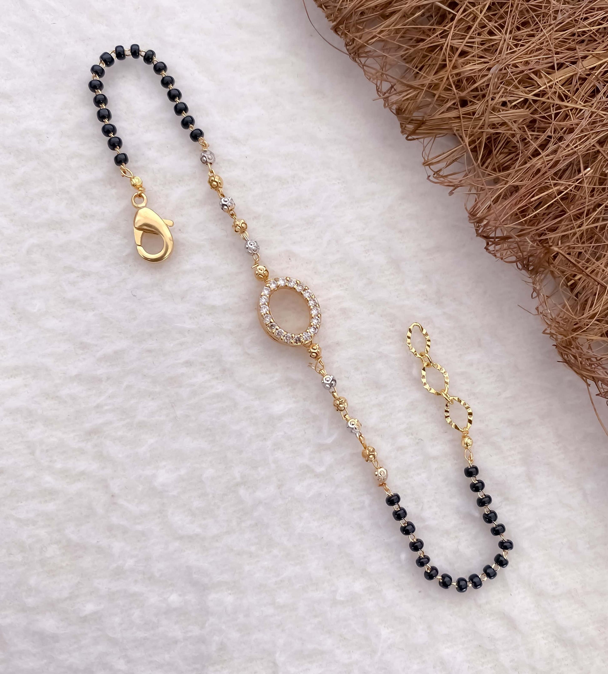 American Diamond Golden Hand Mangalsutra - Hand Mangalsutra - Belleza Jewels