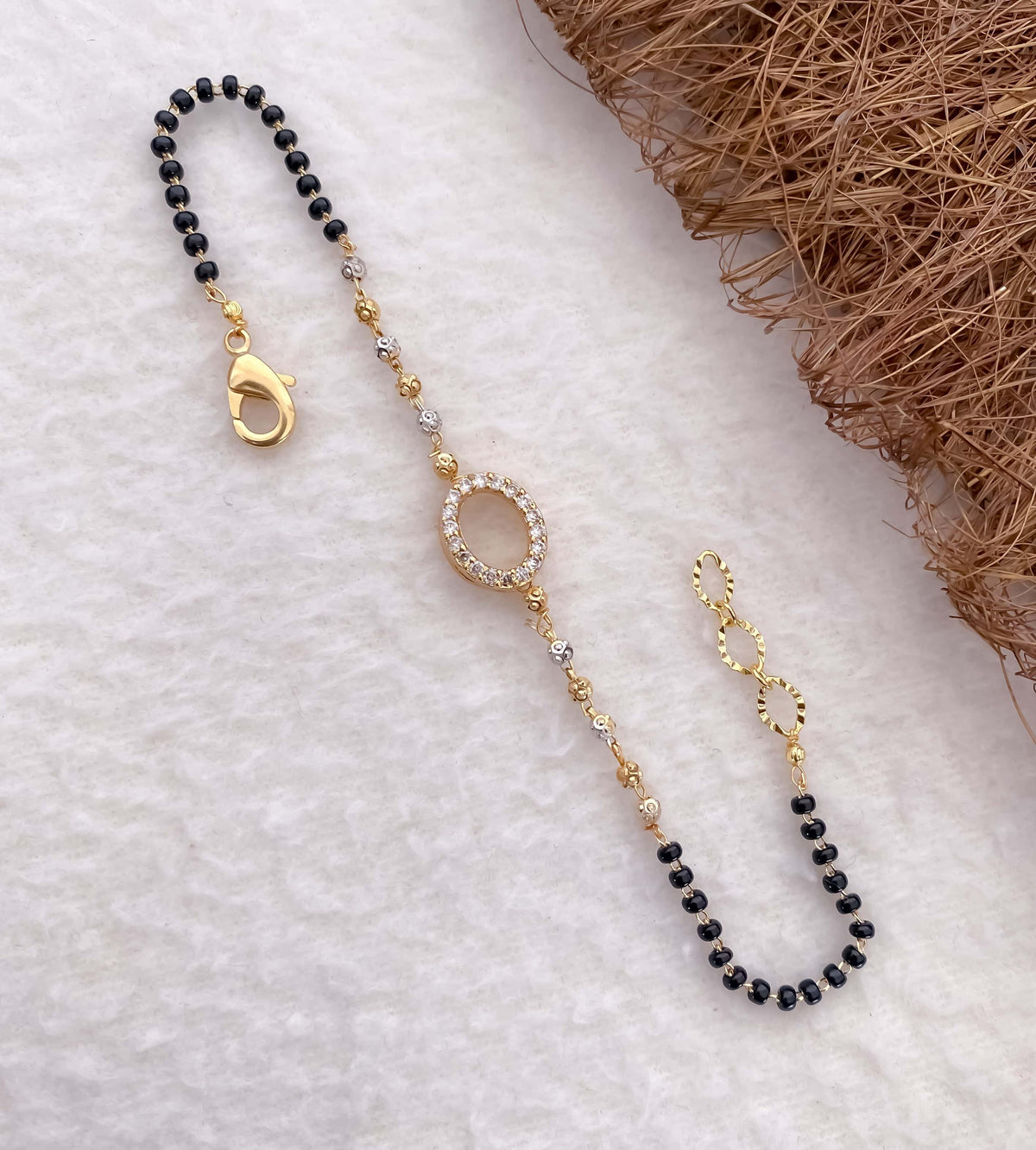 American Diamond Golden Hand Mangalsutra - Hand Mangalsutra - Belleza Jewels