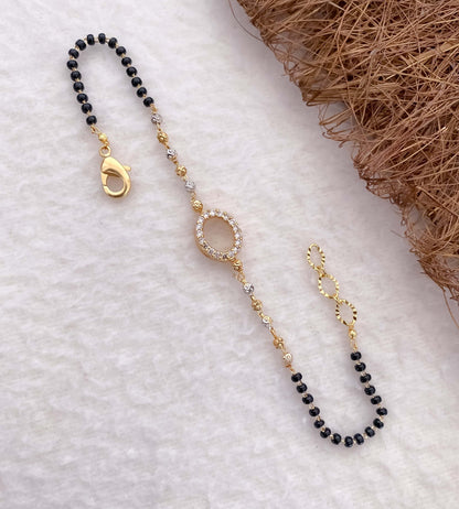 American Diamond Golden Hand Mangalsutra - Hand Mangalsutra - Belleza Jewels