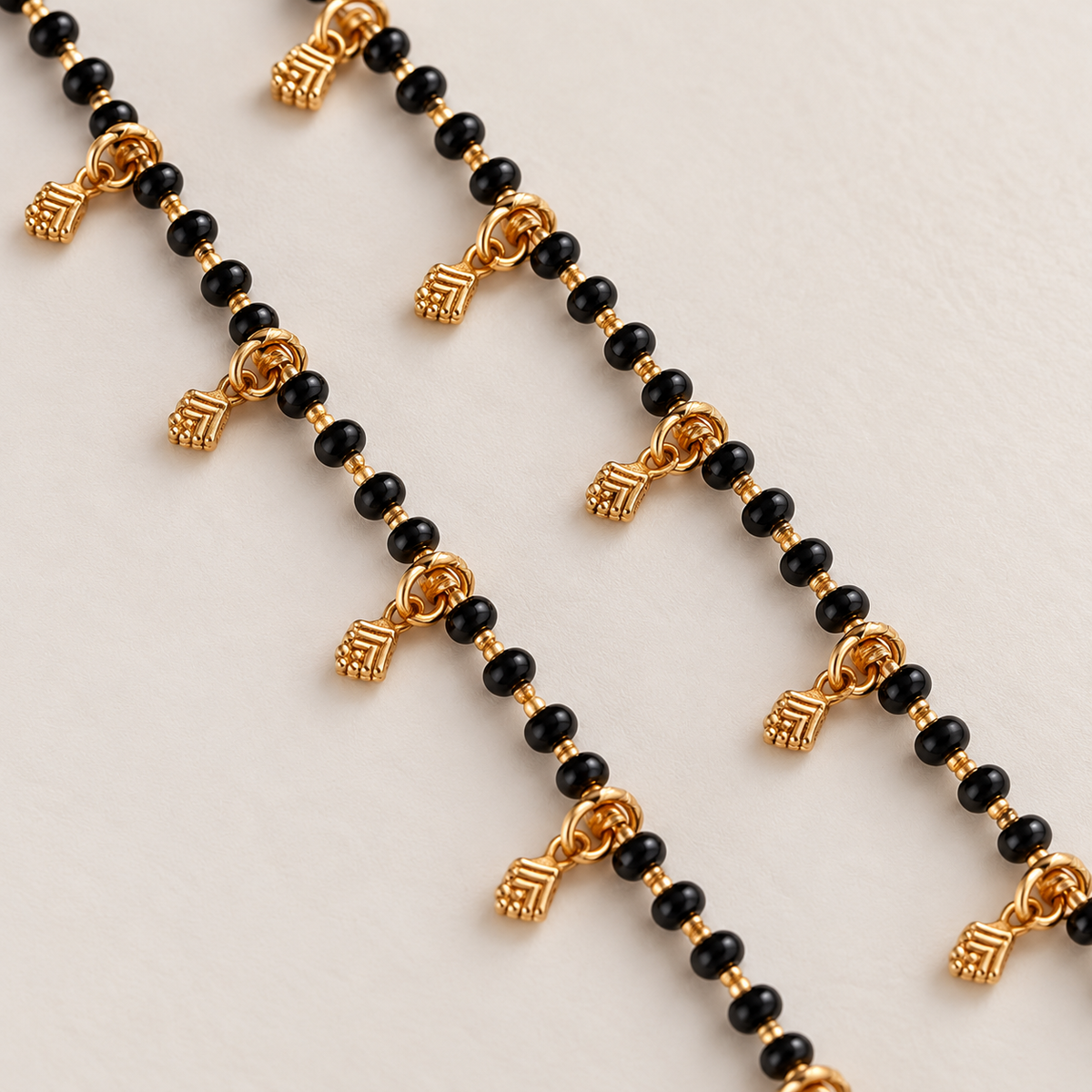 Kids Size Black Beads with Golden Hanging Najariya Bracelet